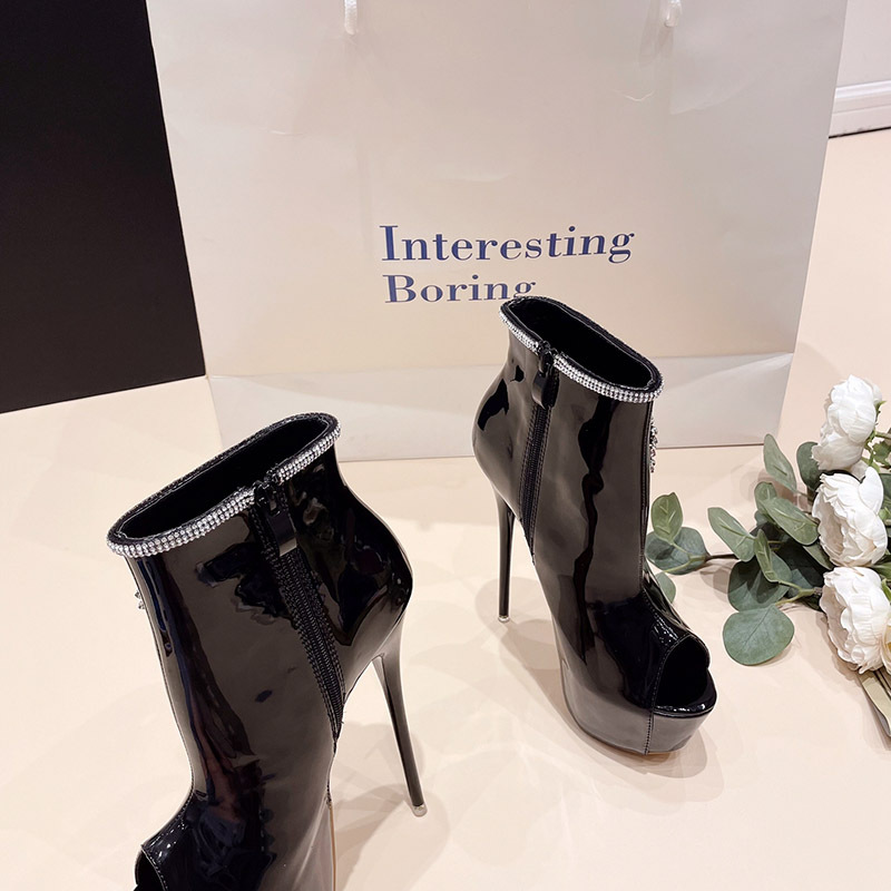 Hollow rhinestone platform banquet high-heeled shoes for women