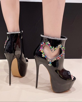 Hollow rhinestone platform banquet high-heeled shoes for women