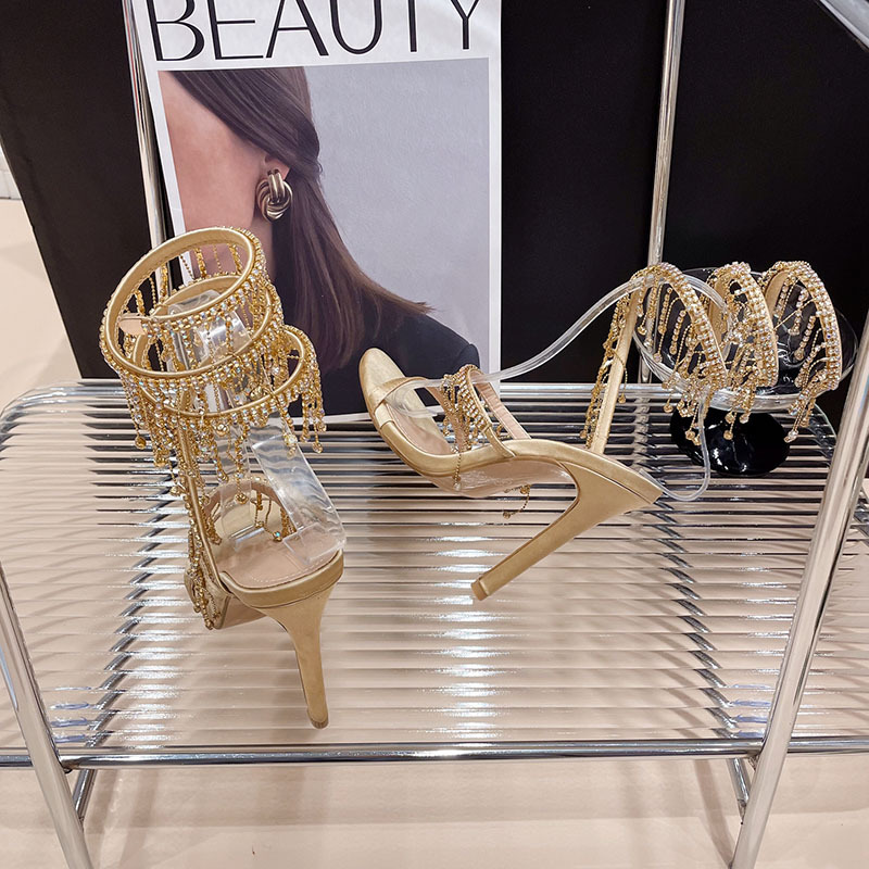 Crystal sandals all-match high-heeled shoes for women