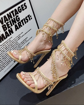 Crystal sandals all-match high-heeled shoes for women