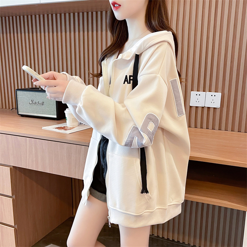 Pure cotton hooded hoodie milk silk tops for women