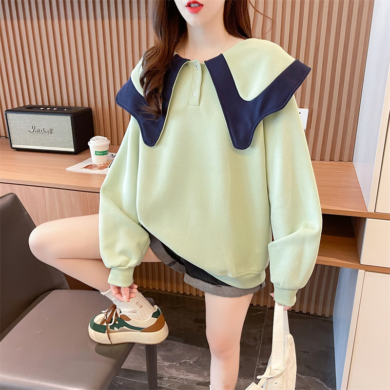 Pure cotton loose tops complex hoodie for women