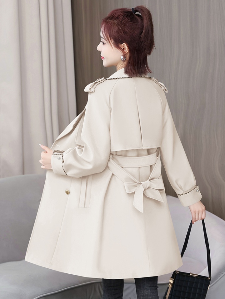 Fashionable beige windbreaker autumn long coat for women