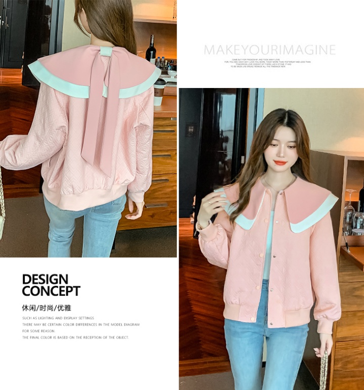 Pink niche short coat doll collar France style jacket for women