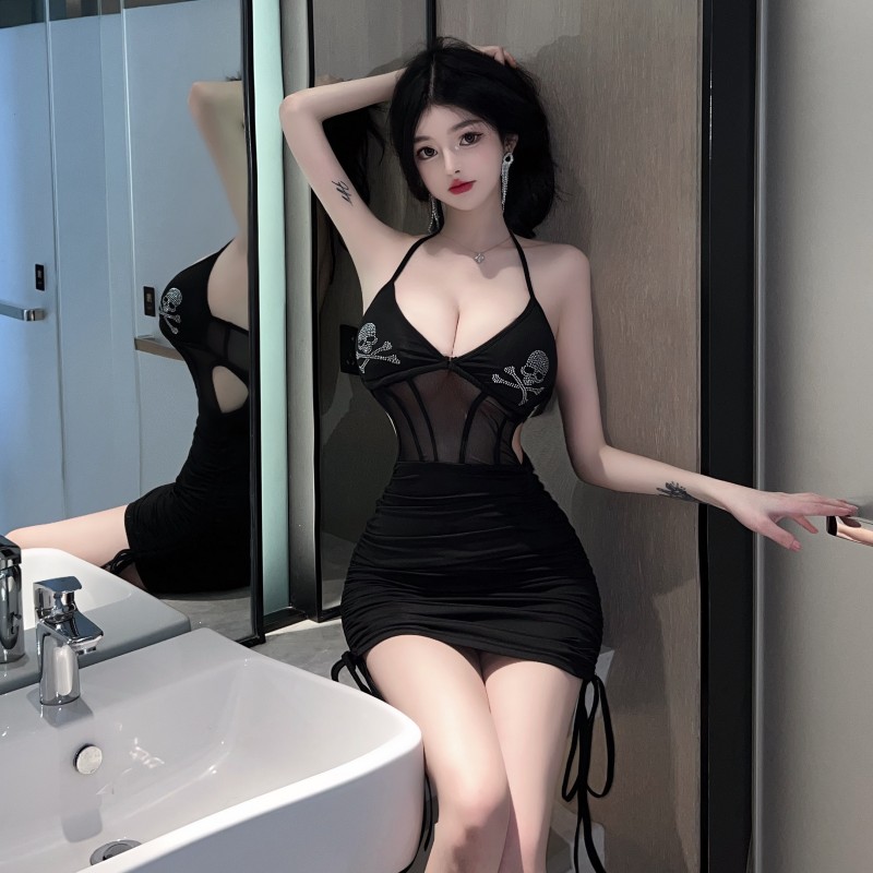 Sexy with chest pad nightclub diamond dress for women