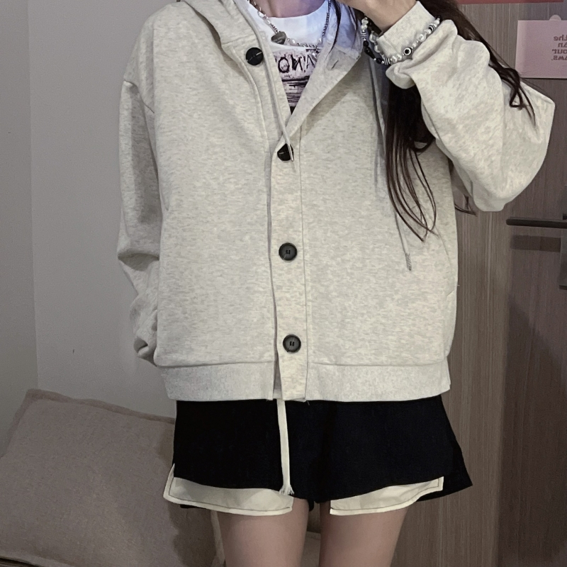 Thin autumn coat hooded big scales cardigan for women