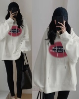Round neck thin cotton complex printing hoodie for women