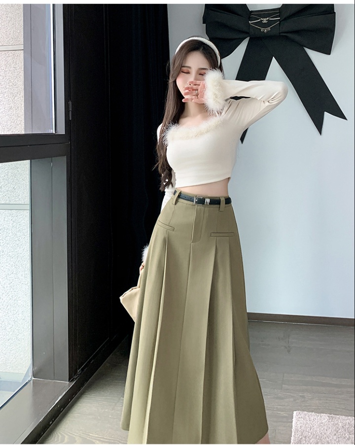 Autumn Casual big skirt skirt fold long pleated long skirt