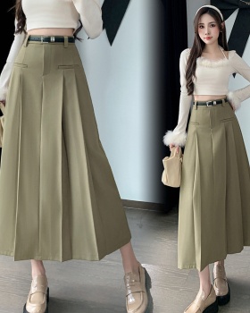 Autumn Casual big skirt skirt fold long pleated long skirt