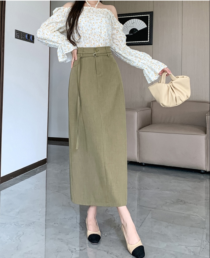 High waist business suit autumn long skirt