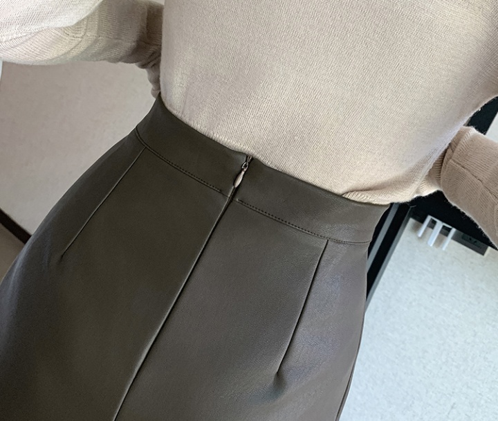 Straight all-match skirt simple leather skirt for women