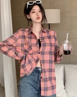 Thin plaid loose shirt Korean style all-match coat