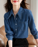 Denim long sleeve shirt niche coat for women