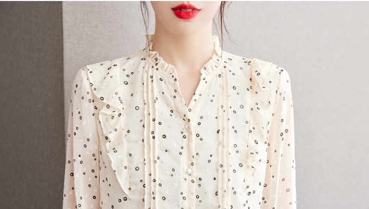 Polka dot Western style shirt chiffon small shirt for women
