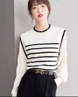 Stripe sweater mixed colors shirt for women