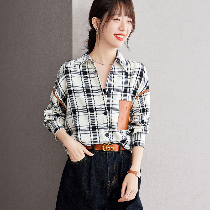 Mixed colors autumn shirt loose tops for women