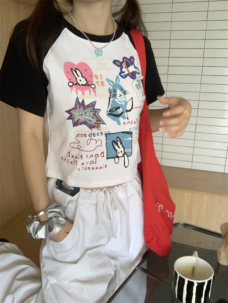 Retro spicegirl tops mixed colors short T-shirt
