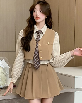 Western style shirt autumn short skirt 3pcs set