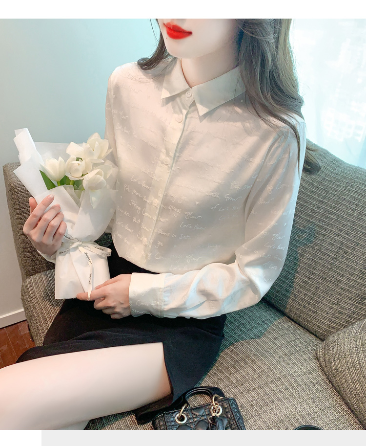 Chiffon long sleeve tops autumn simple small shirt for women