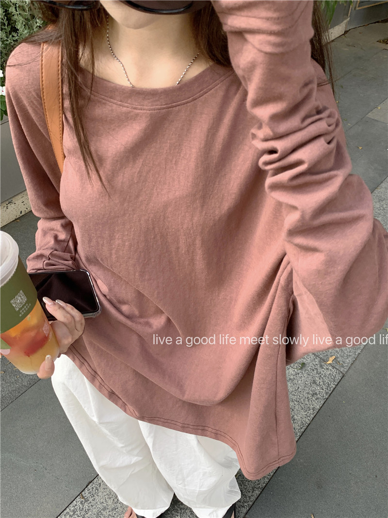 Lazy long sleeve bottoming T-shirt for women