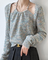 Korean style halter pullover Pseudo-two sweater