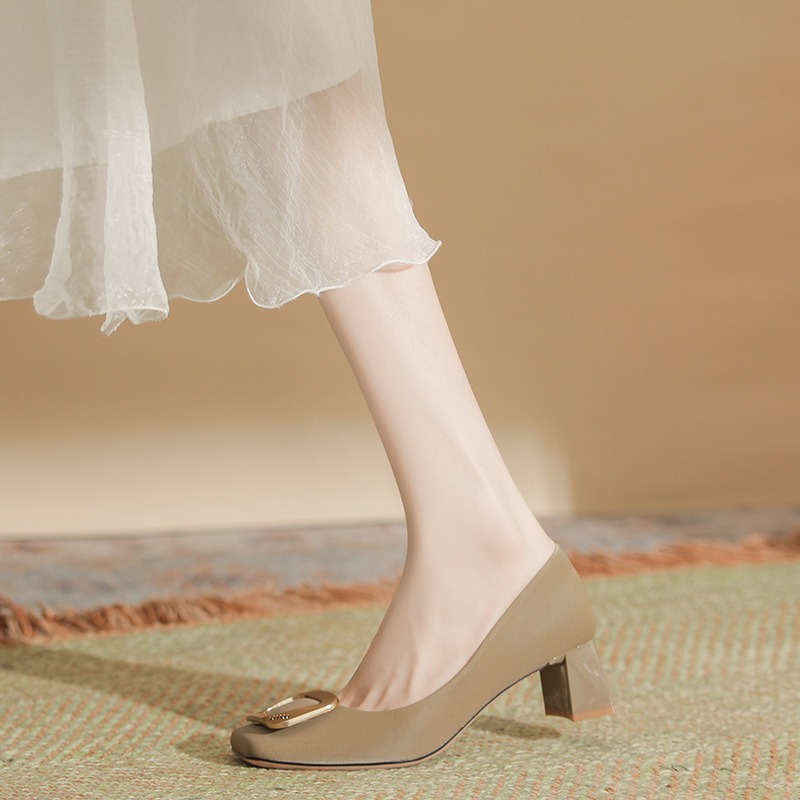 Temperament shoes sheepskin high-heeled shoes for women