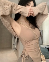 Sexy hollow tops sling wears outside sweater 2pcs set