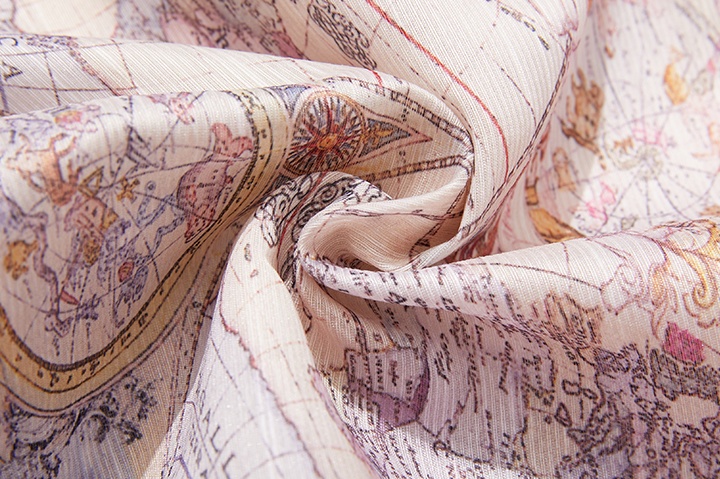 Court style silk linen tops printing skirt 2pcs set