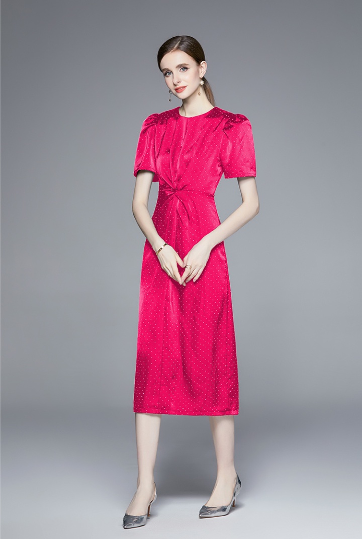 France style temperament starry rhinestone fold dress