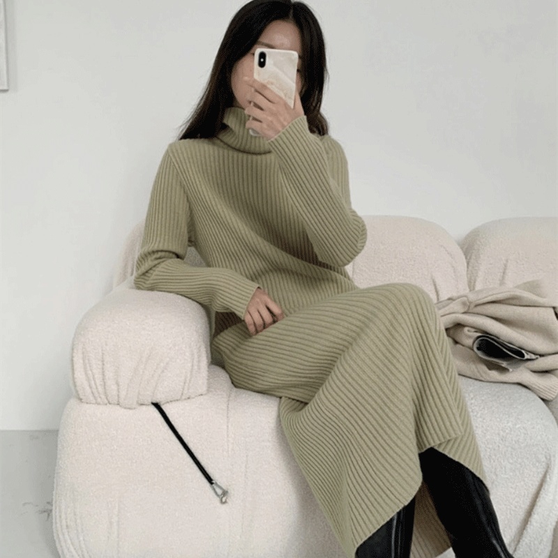Japanese style overcoat sweater dress for women