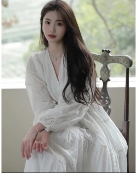 Pinched waist long spring lady dress for women