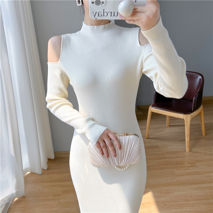 Exceed knee inside the ride dress bottoming sweater dress for women