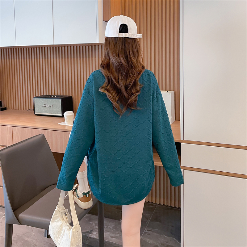 Autumn Korean style split hoodie long long sleeve T-shirt
