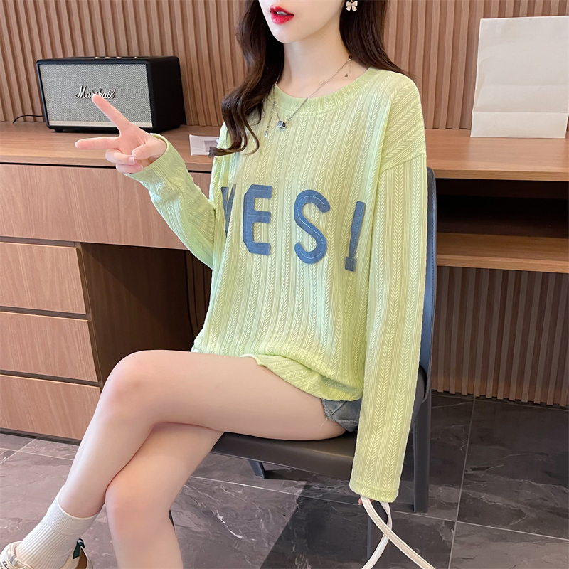 Korean style split T-shirt bottoming hoodie for women
