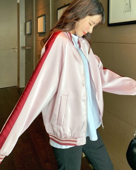 Embroidery jacket pink windbreaker for women
