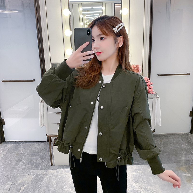 Olive-green Korean style jacket all-match short coat