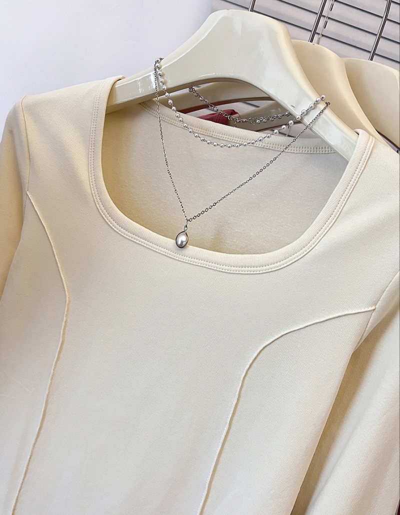 Autumn long sleeve tops short bottoming shirt for women