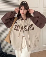 Letters loose Korean style hoodie retro fresh cardigan