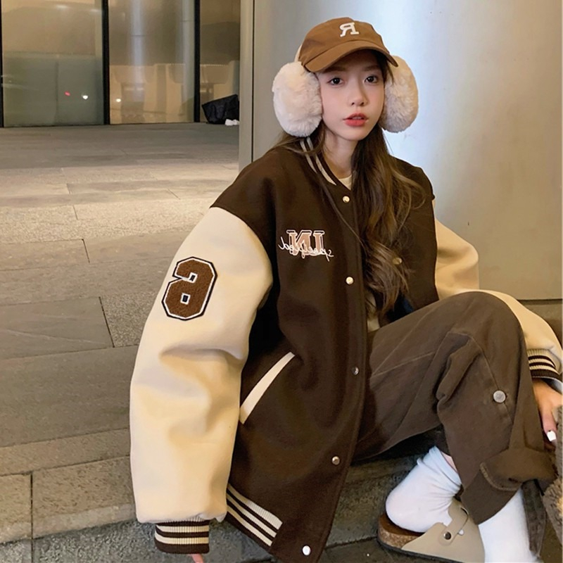Winter coat Korean style baseball uniforms for women