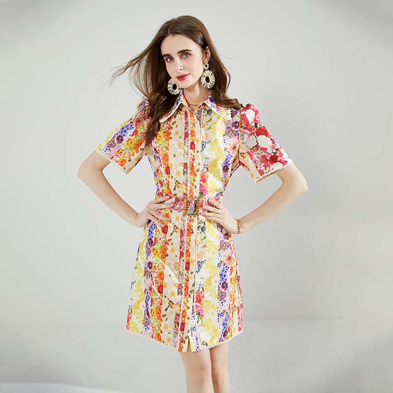 Retro printing court style France style dress