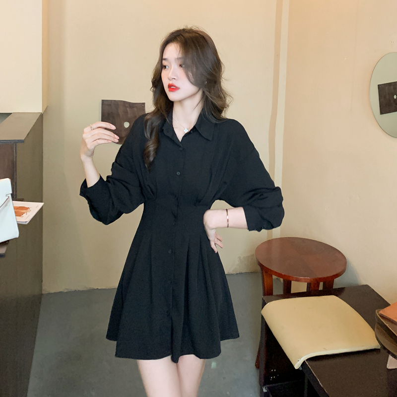 Long sleeve France style shirt pure autumn dress