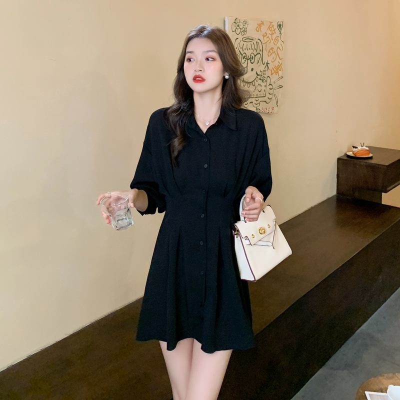 Long sleeve France style shirt pure autumn dress