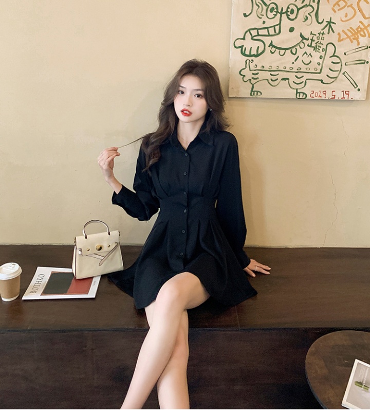 Long sleeve France style shirt pure autumn dress