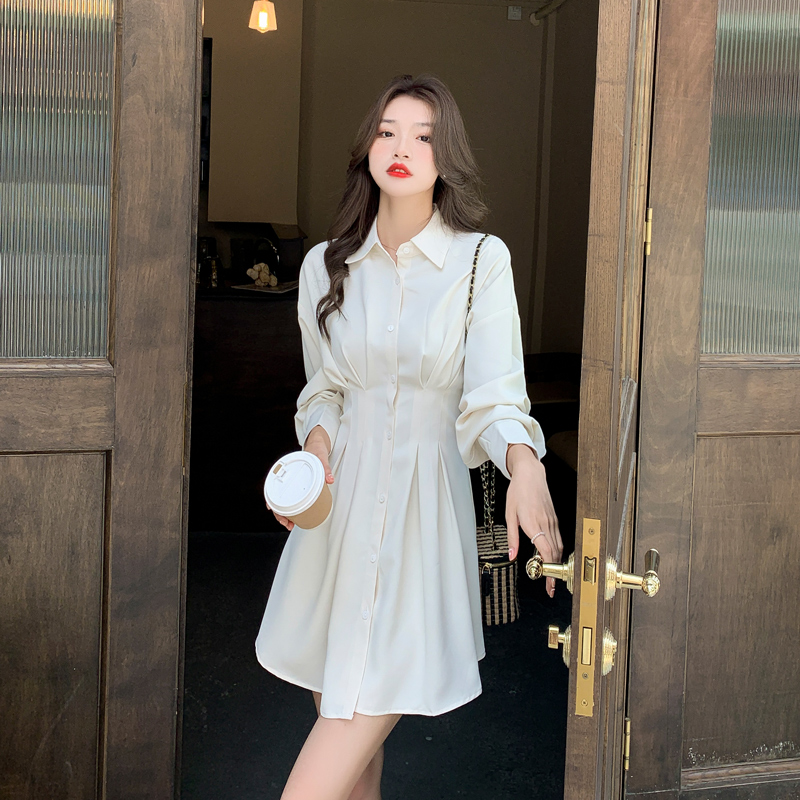 Long sleeve France style shirt pure autumn dress