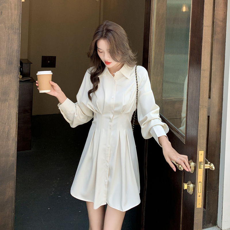 Long sleeve France style shirt pure autumn dress