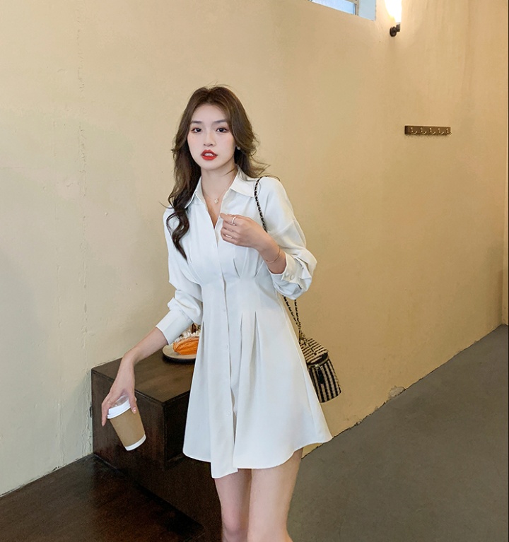 Long sleeve France style shirt pure autumn dress