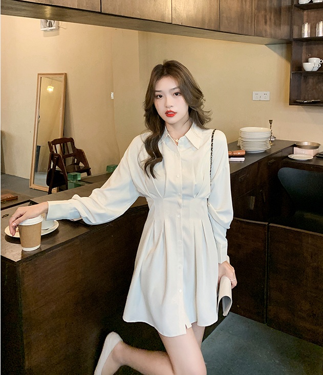 Long sleeve France style shirt pure autumn dress