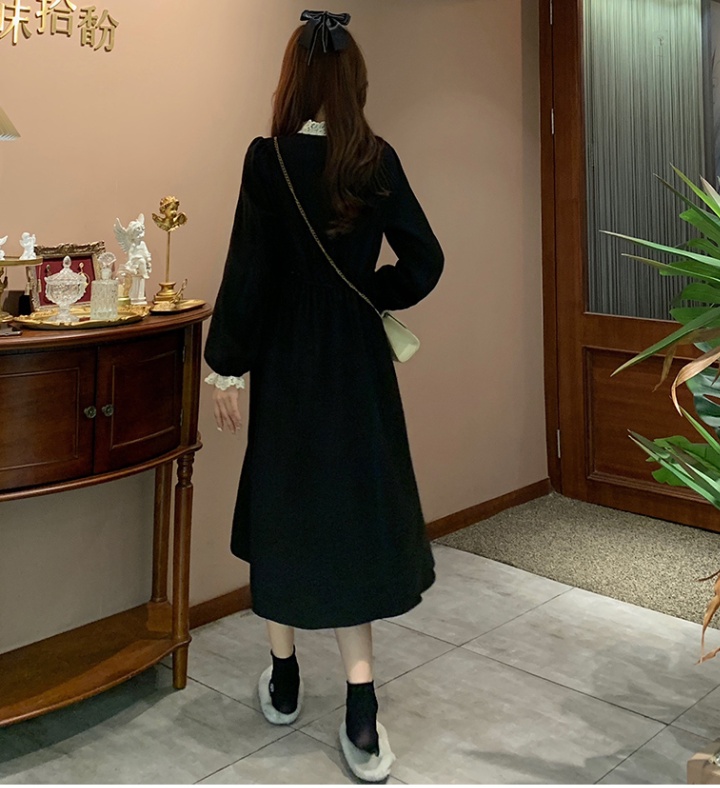 Corduroy V-neck slim Korean style dress