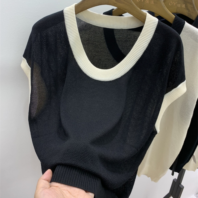 Western style mixed colors sweater fashion temperament T-shirt