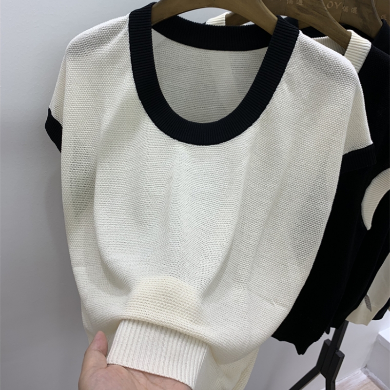 Western style mixed colors sweater fashion temperament T-shirt